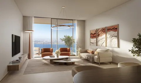 Bashayer Residences: apartment living room, developer render