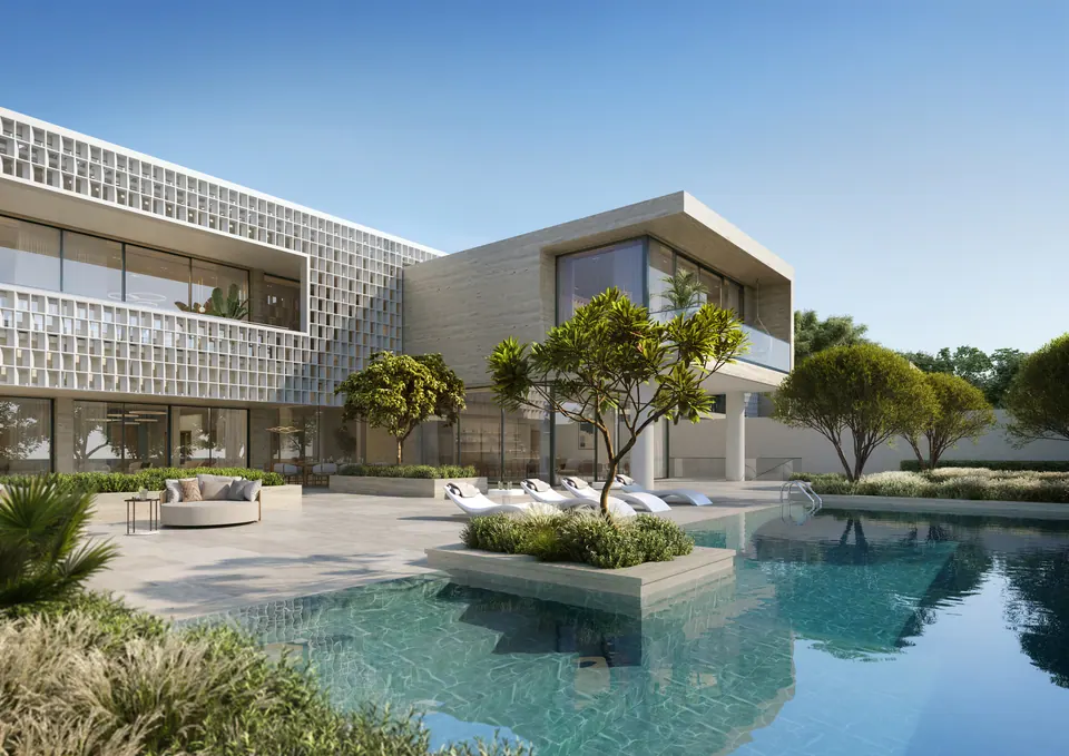 Nawayef Heights: pool terrace of a Heights 2 villa, developer render