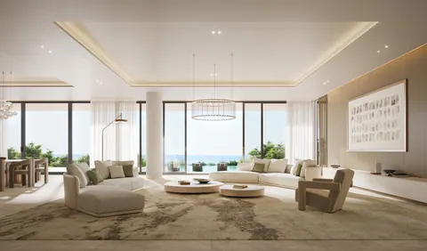 Nawayef Mansions: living room with sea views, developer render