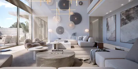 Nawayef Mansions: double-height living room, developer render