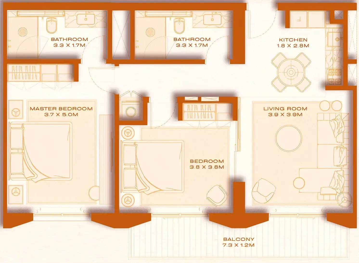 Avenew 888 - Loom 2 bed floor plan, 981 sqft