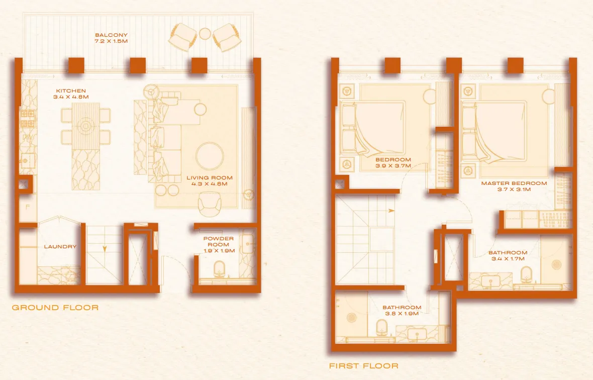 Avenew 888 - Loom 2 bed floor plan, 1,378 sqft