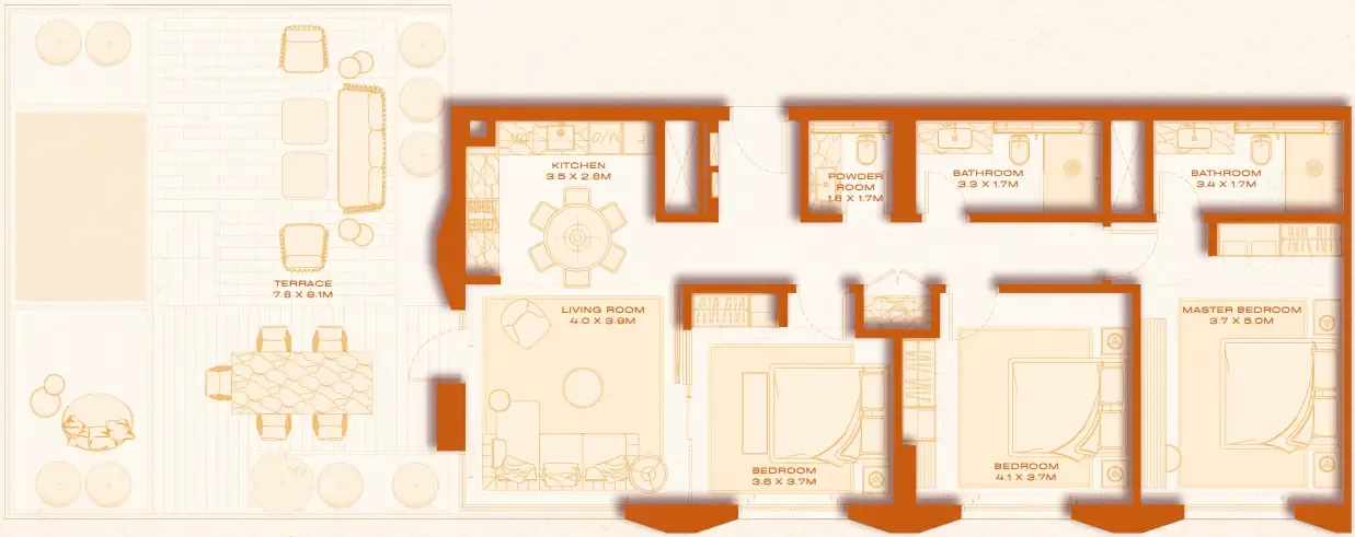 Avenew 888 - Loom 3 bed floor plan, 1,935 sqft
