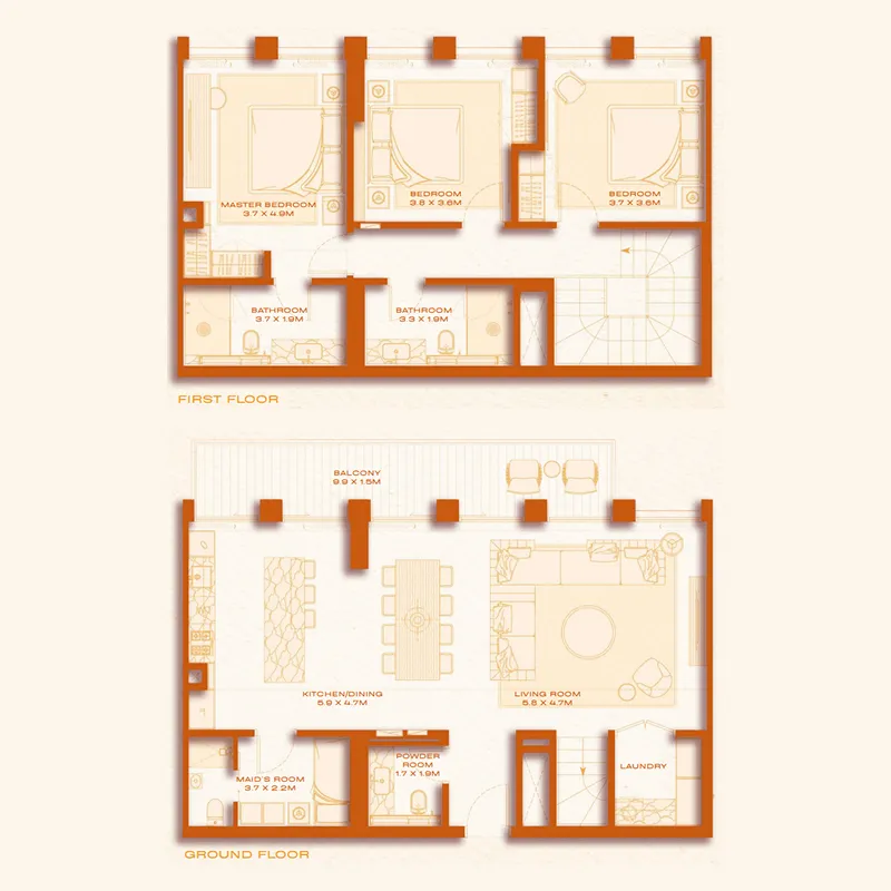 Avenew 888 - Loom 3 bed floor plan, 1,941 sqft