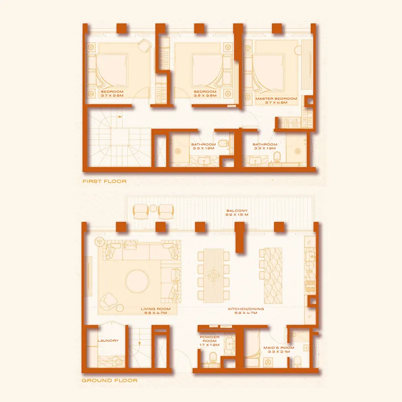 Avenew 888 - Loom 3 bed floor plan, 1,907 sqft