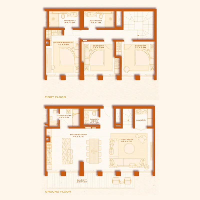 Avenew 888 - Loom 3 bed floor plan, 1,910 – 1,920 sqft
