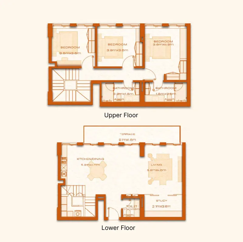 Avenew 888 - Modo 3 bed floor plan, 1,929 sqft