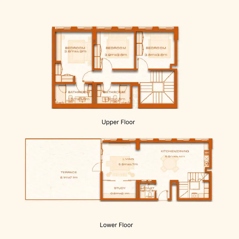 Avenew 888 - Modo 3 bed floor plan, 2,396 sqft