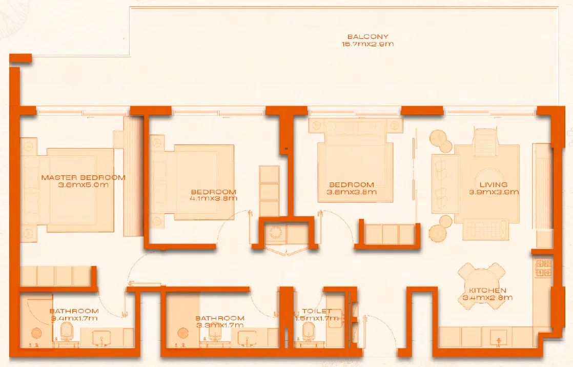 Avenew 888 - Modo 3 bed floor plan, 1,628 sqft