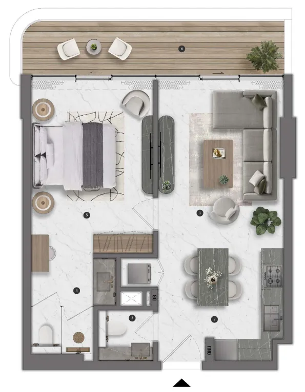 Bond Living 1 bed floor plan, 693 sqft
