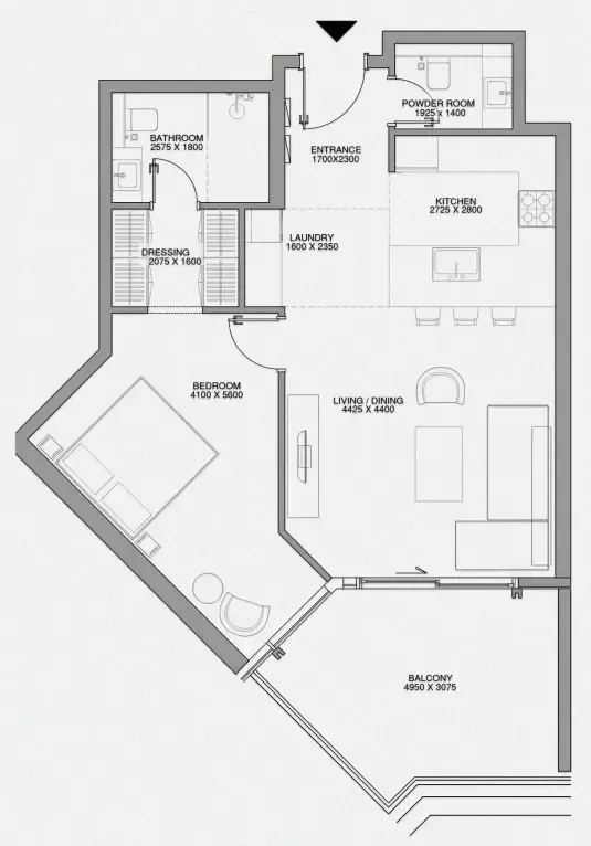 Cheval Residences 1 bed floor plan, 866 sqft