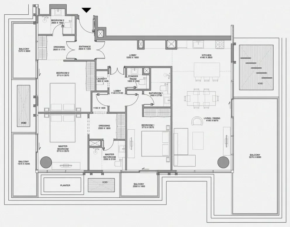 Cheval Residences 3 bed floor plan, 1,941 sqft