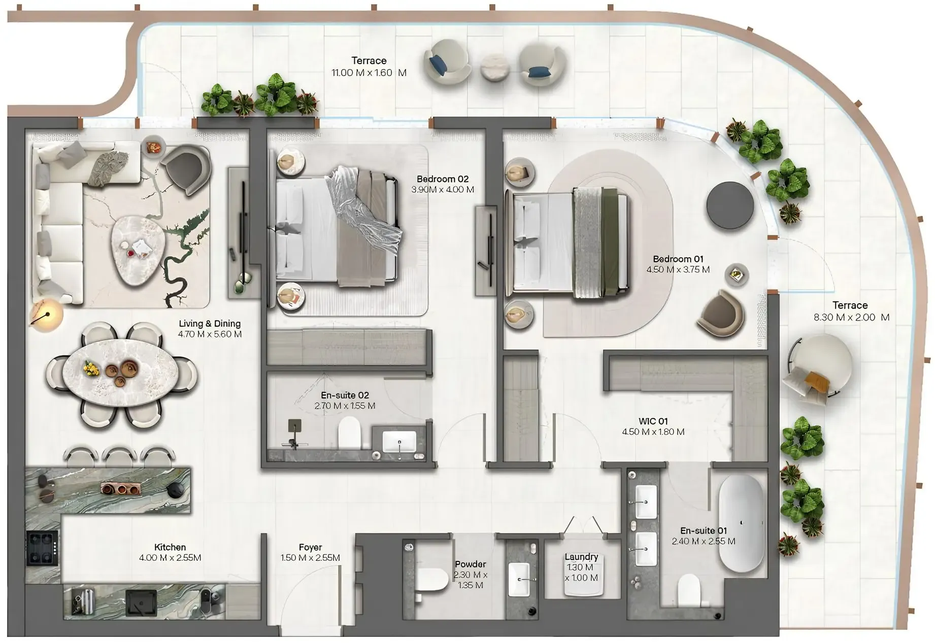 Hado by Beyond 2 bed floor plan, 1,551 sqft