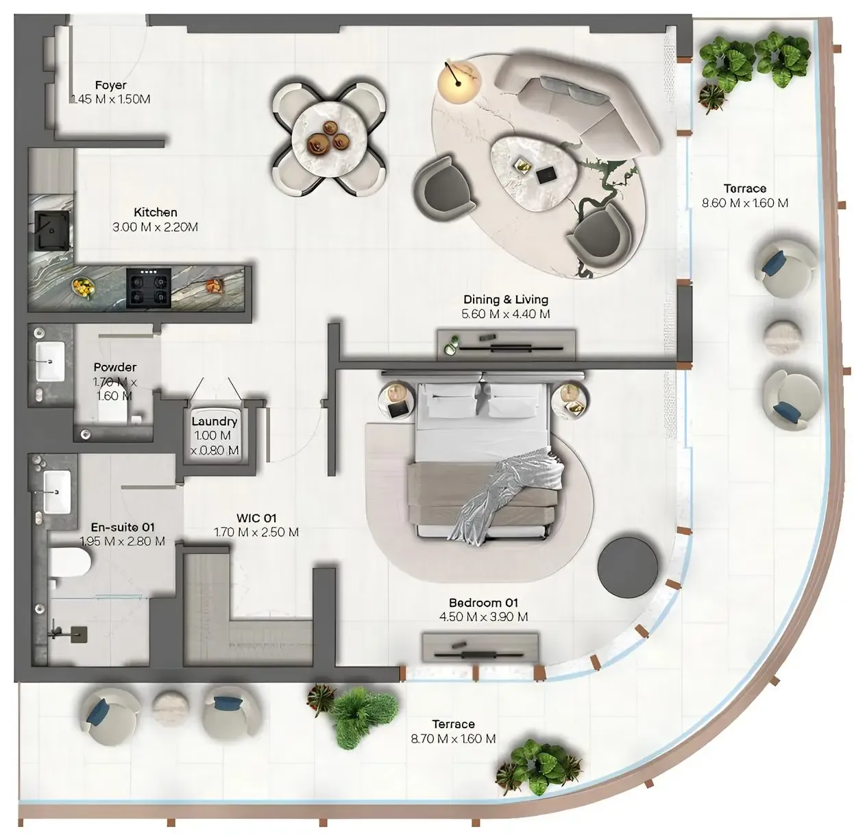 Hado by Beyond 1 bed floor plan, 1,115 – 1,347 sqft