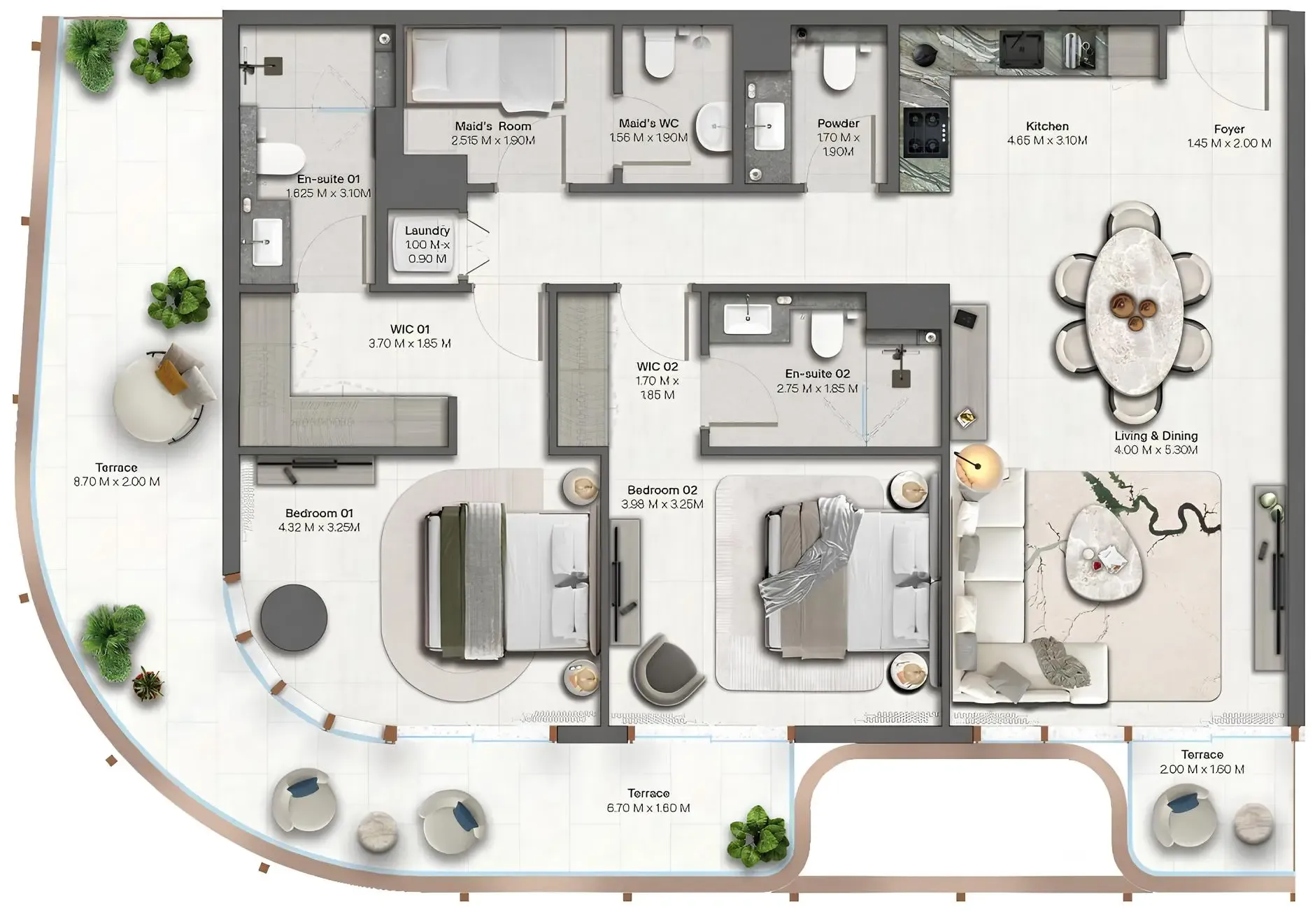 Hado by Beyond 2 bed floor plan, 1,522 sqft
