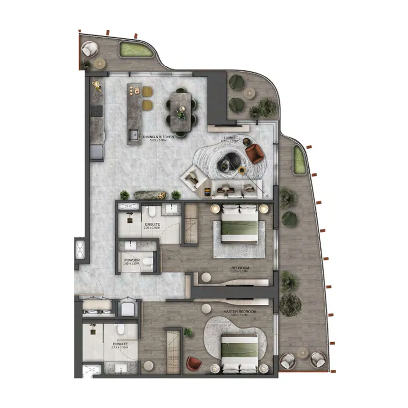 Kanyon by Beyond 2 bed floor plan, 1,369 sqft