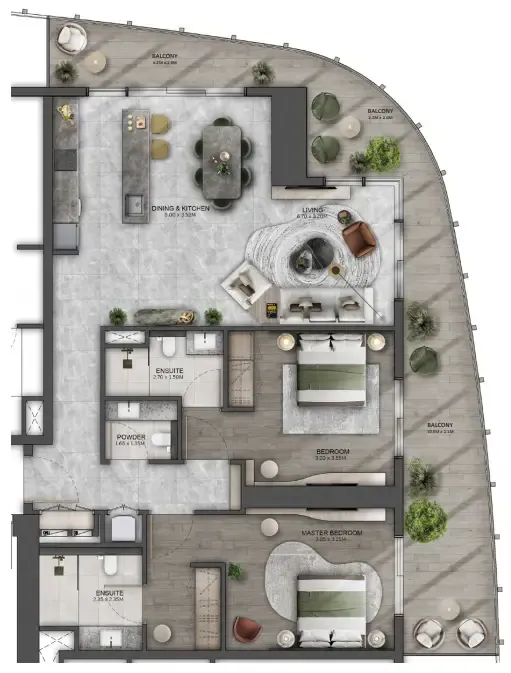 Kanyon by Beyond 2 bed floor plan, 1,447 sqft