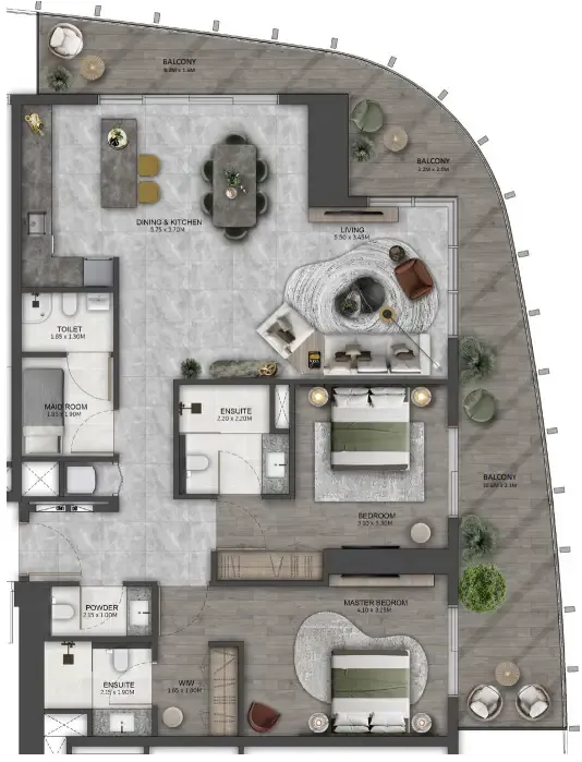 Kanyon by Beyond 2 bed floor plan, 1,486 sqft