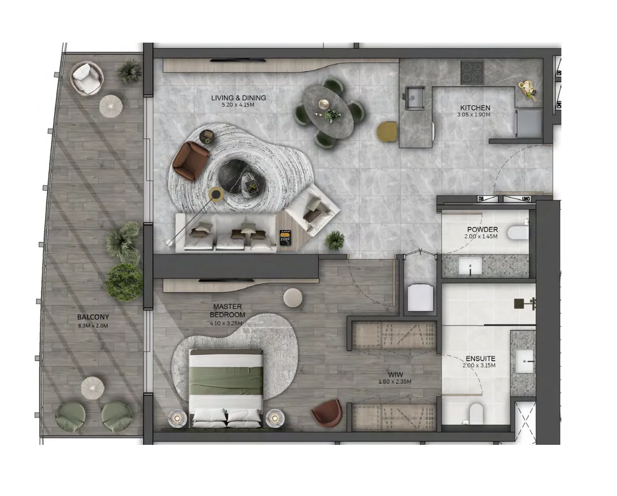 Kanyon by Beyond 1 bed floor plan, 919 sqft