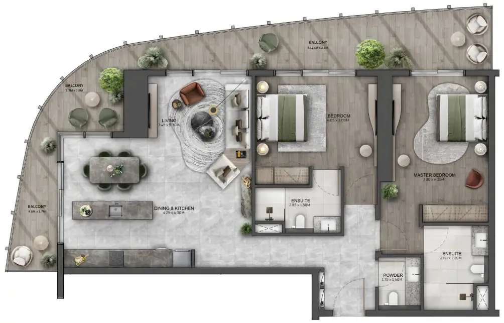 Kanyon by Beyond 2 bed floor plan, 1,389 sqft