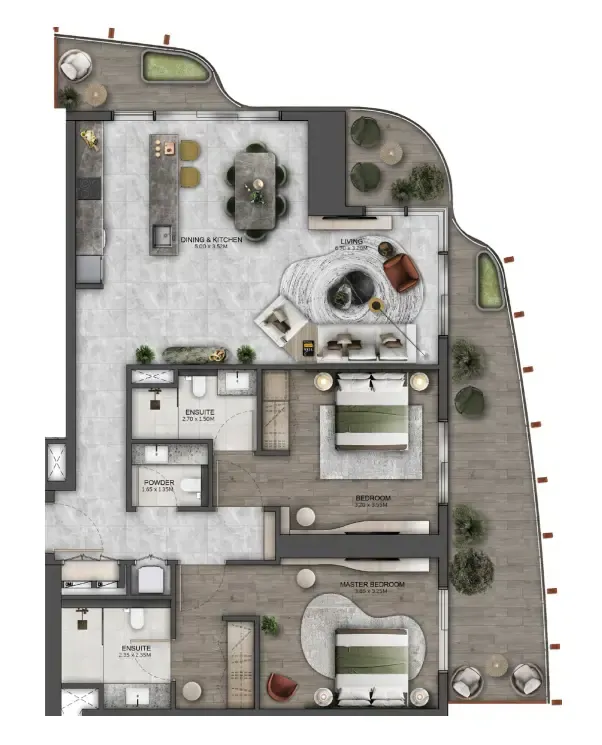 Kanyon by Beyond 2 bed floor plan, 1,370 sqft