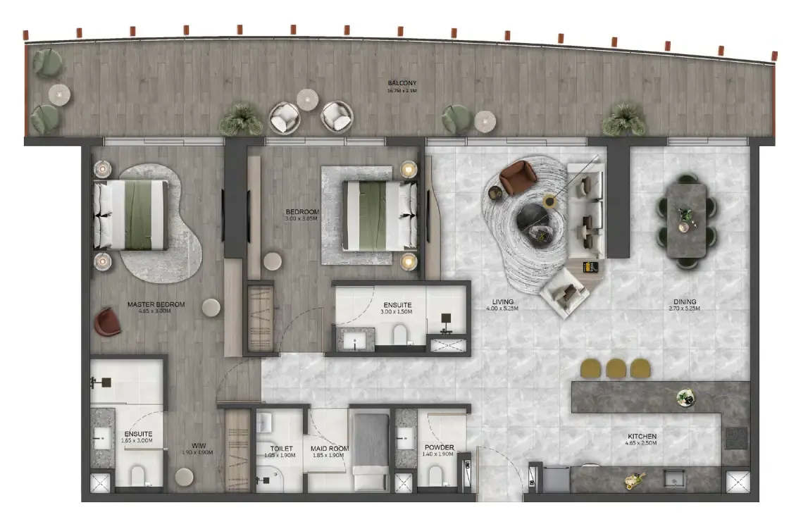 Kanyon by Beyond 2 bed floor plan, 1,621 sqft