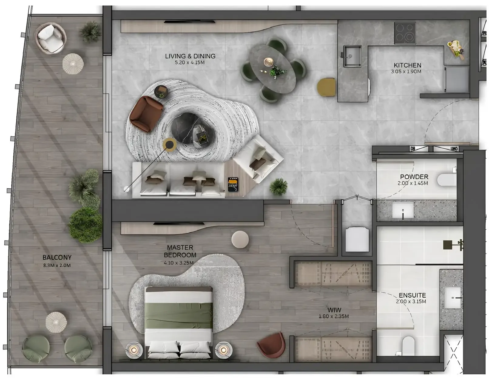 Kanyon by Beyond 1 bed floor plan, 919 sqft