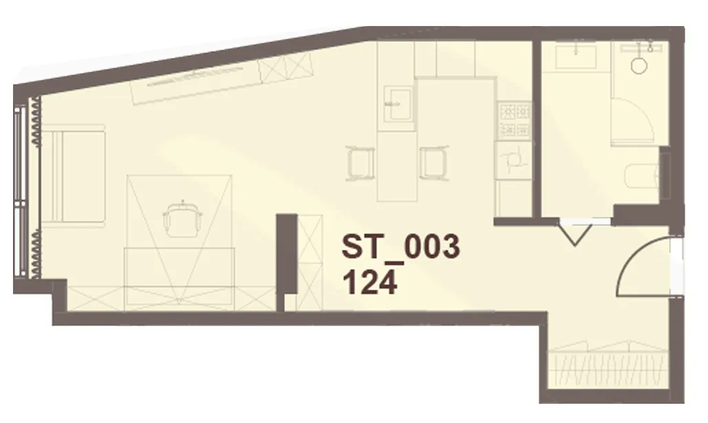 J-Haus Residence Studio floor plan, 491 sqft