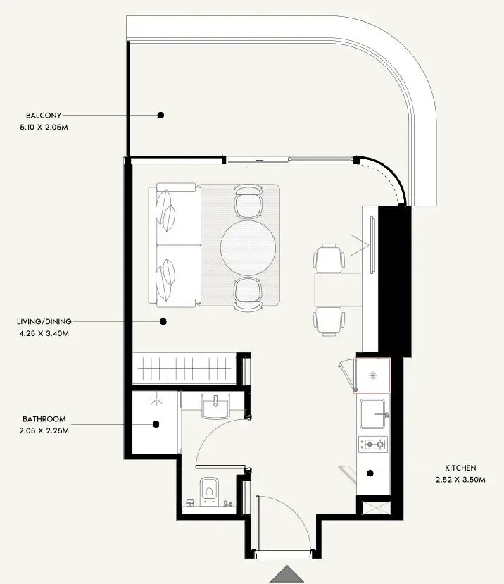 Azizi Milan Studio floor plan, 449 sqft