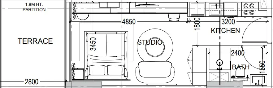 Al Haseen Residences 6 Studio floor plan, 432 sqft