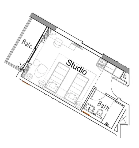 Damac Hills 2 - Hotel Edge by Rotana Studio floor plan, 356 sqft
