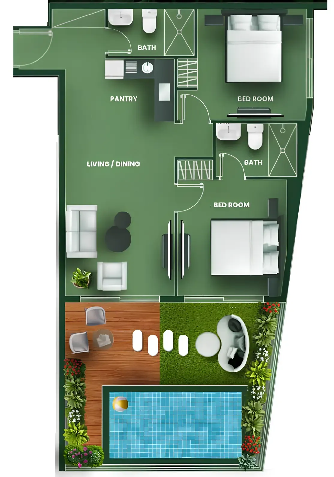Vincitore Aqua Flora 2 bed floor plan, 1,062 sqft