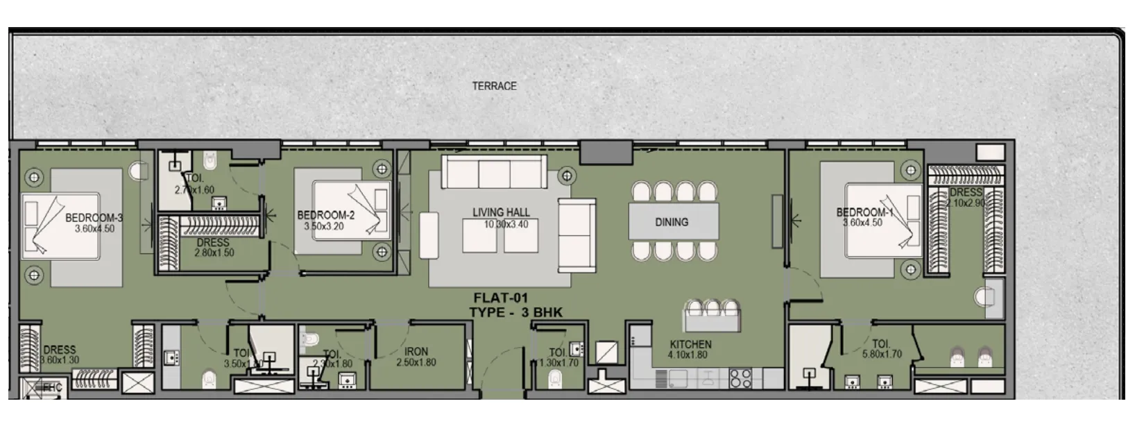 Helvetia Residences 3 bed floor plan, 3,702 sqft