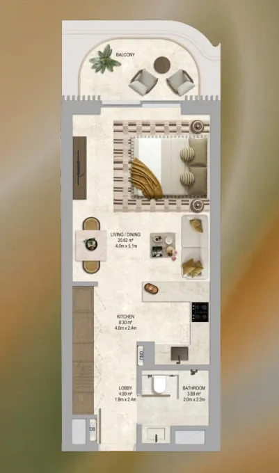 The Canopies at Yas Point Studio floor plan, 495 sqft