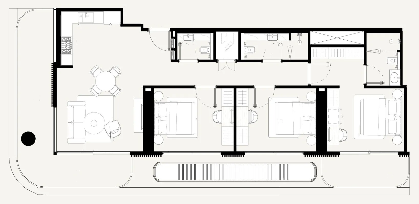 Azizi Abraham 3 bed floor plan, 1,408 sqft