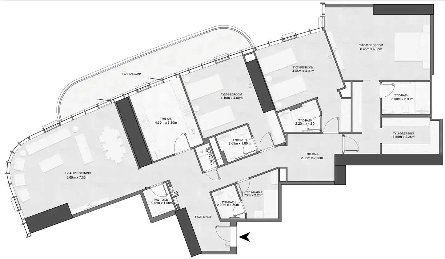 Joud Tower 3 bed floor plan, 2,712 sqft