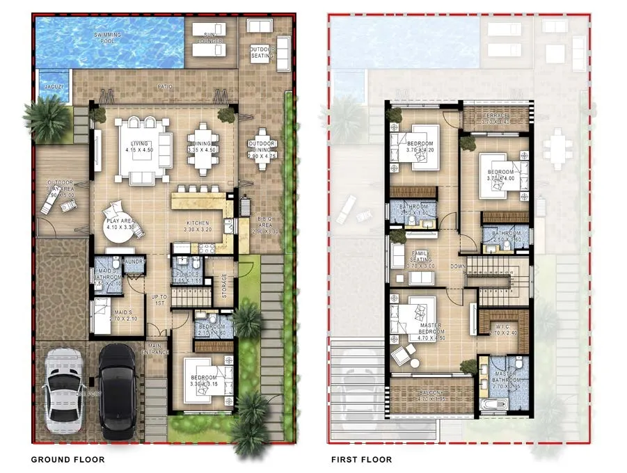 Damac Hills - Ivory 4 bed floor plan, 2,919 sqft