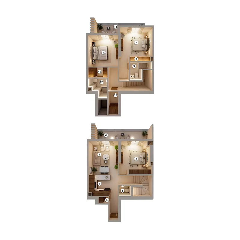 Q Gardens Loft 3 bed floor plan, 1,827 sqft