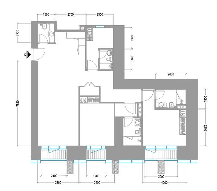 Tiger Sky Tower 2 bed floor plan, 1,481 sqft