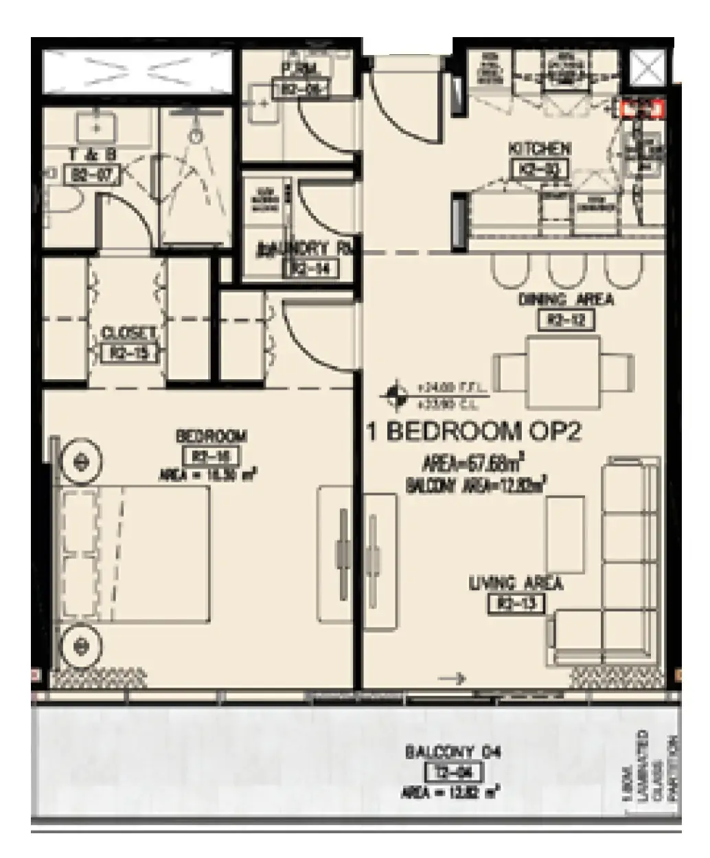 Azha Millennium Residences 1 bed floor plan, 879 – 931 sqft