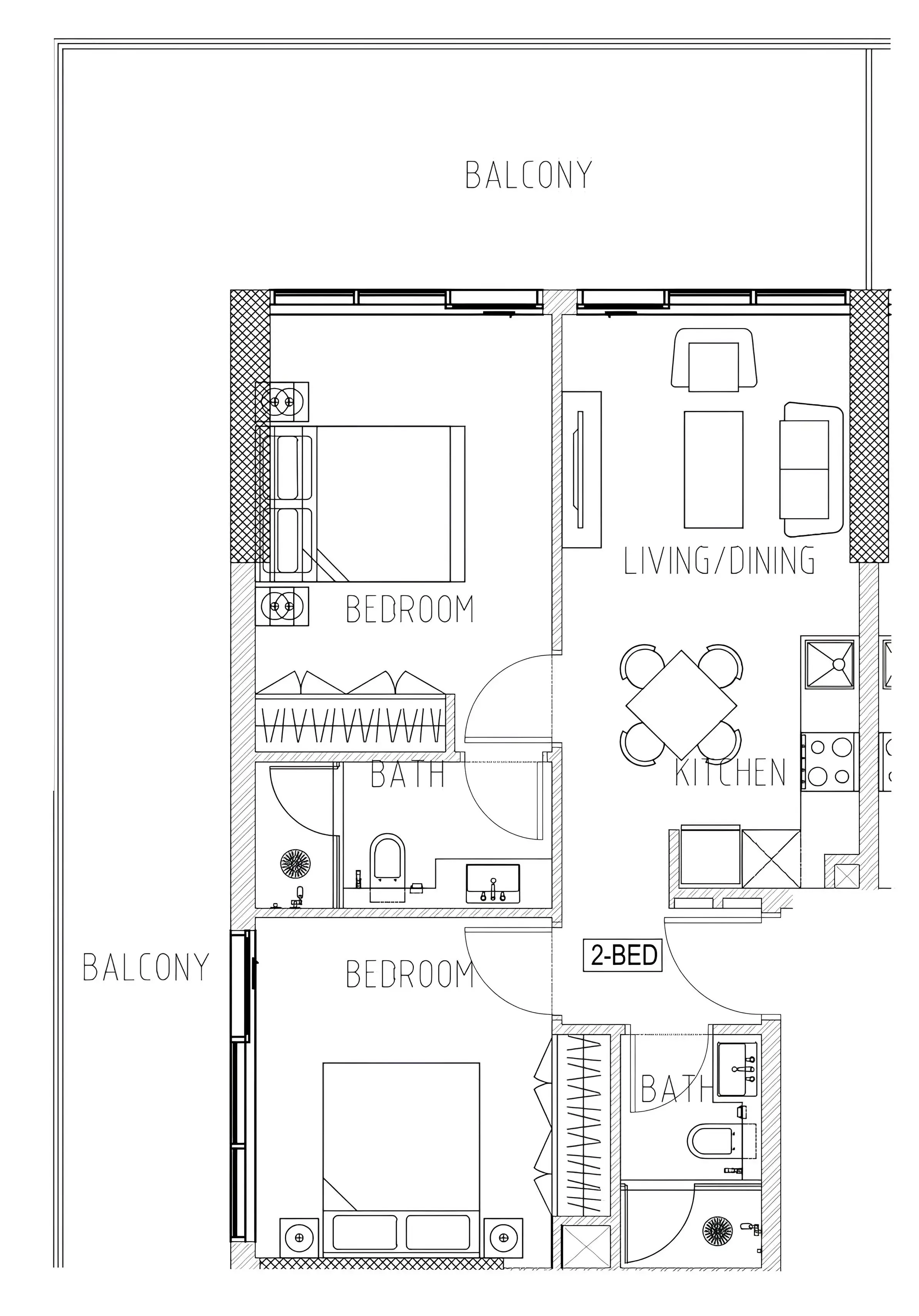 Elo 2 and 3 Damac 2 bed floor plan, 1,181 sqft