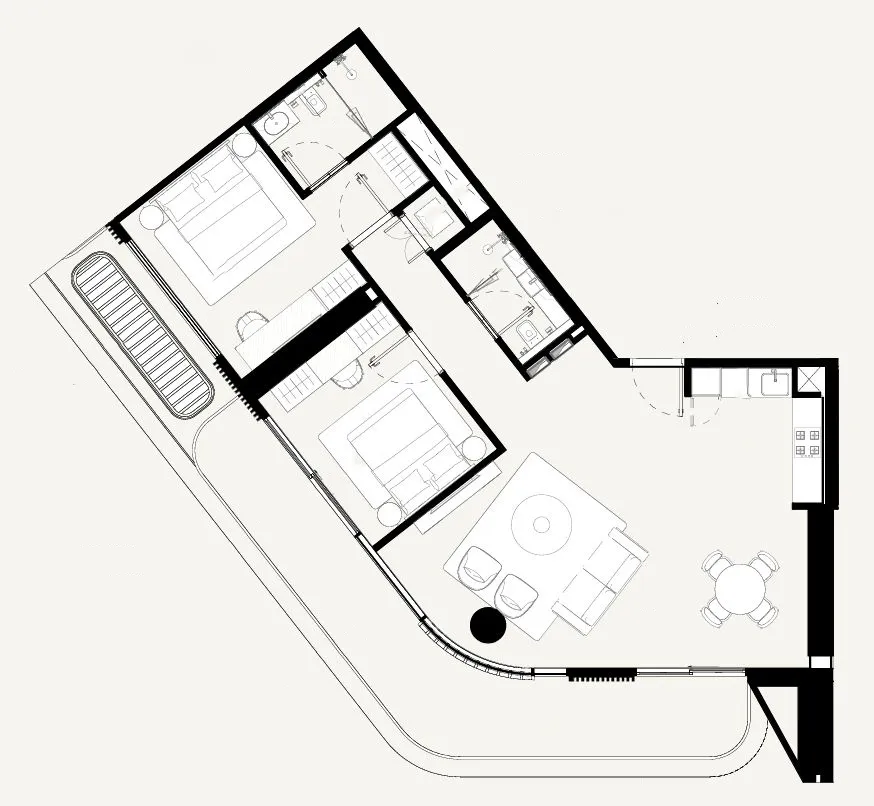 Azizi Abraham 2 bed floor plan, 1,257 sqft
