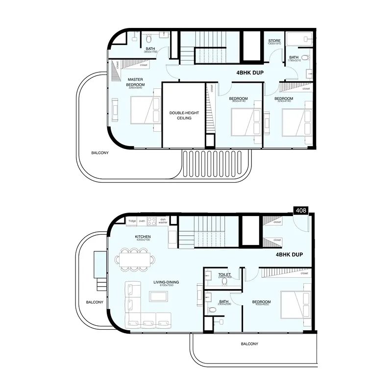 Villa Del Gavi 4 bed floor plan, 2,570 – 2,595 sqft