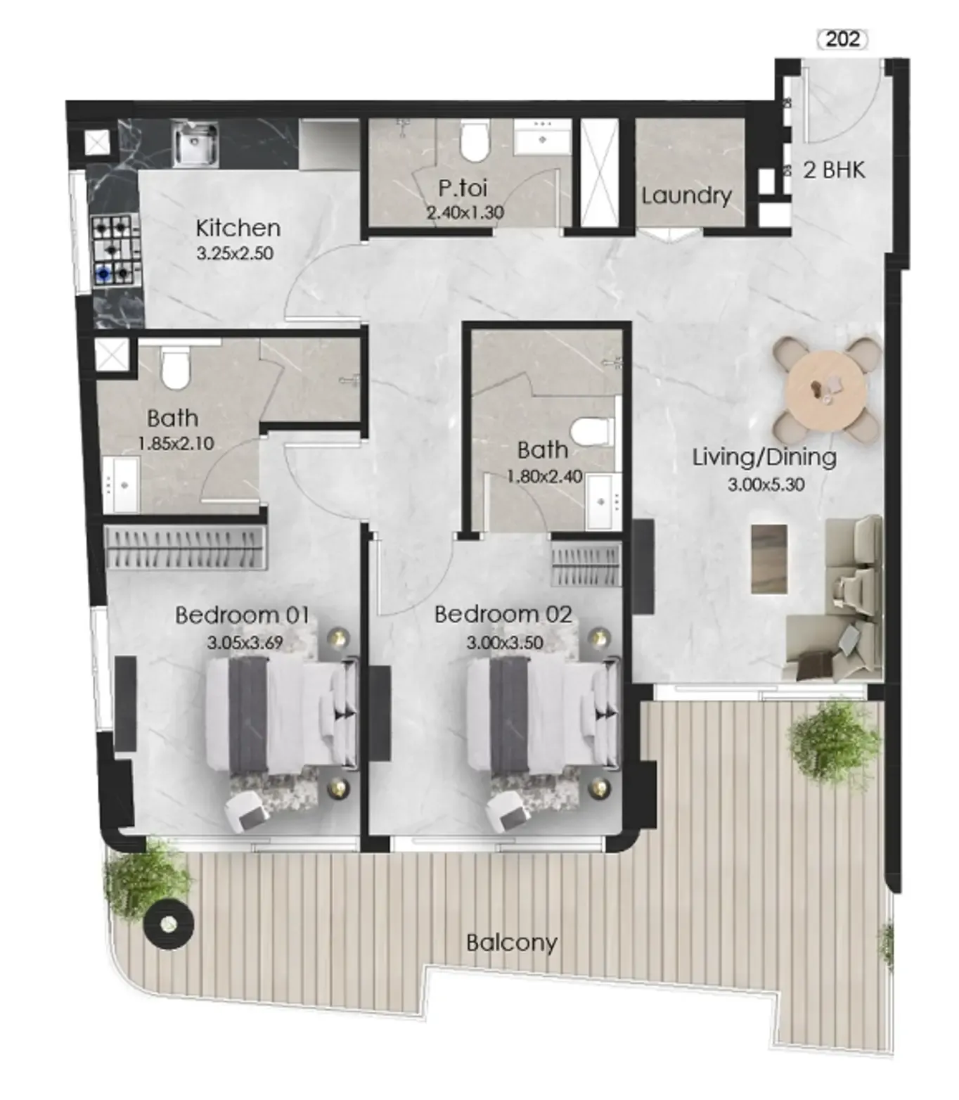 Aristo 2 bed floor plan, 1,067 sqft
