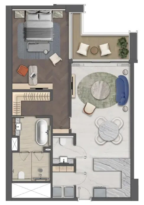 Mas Barsha Residency 1 bed floor plan, 1,080 sqft