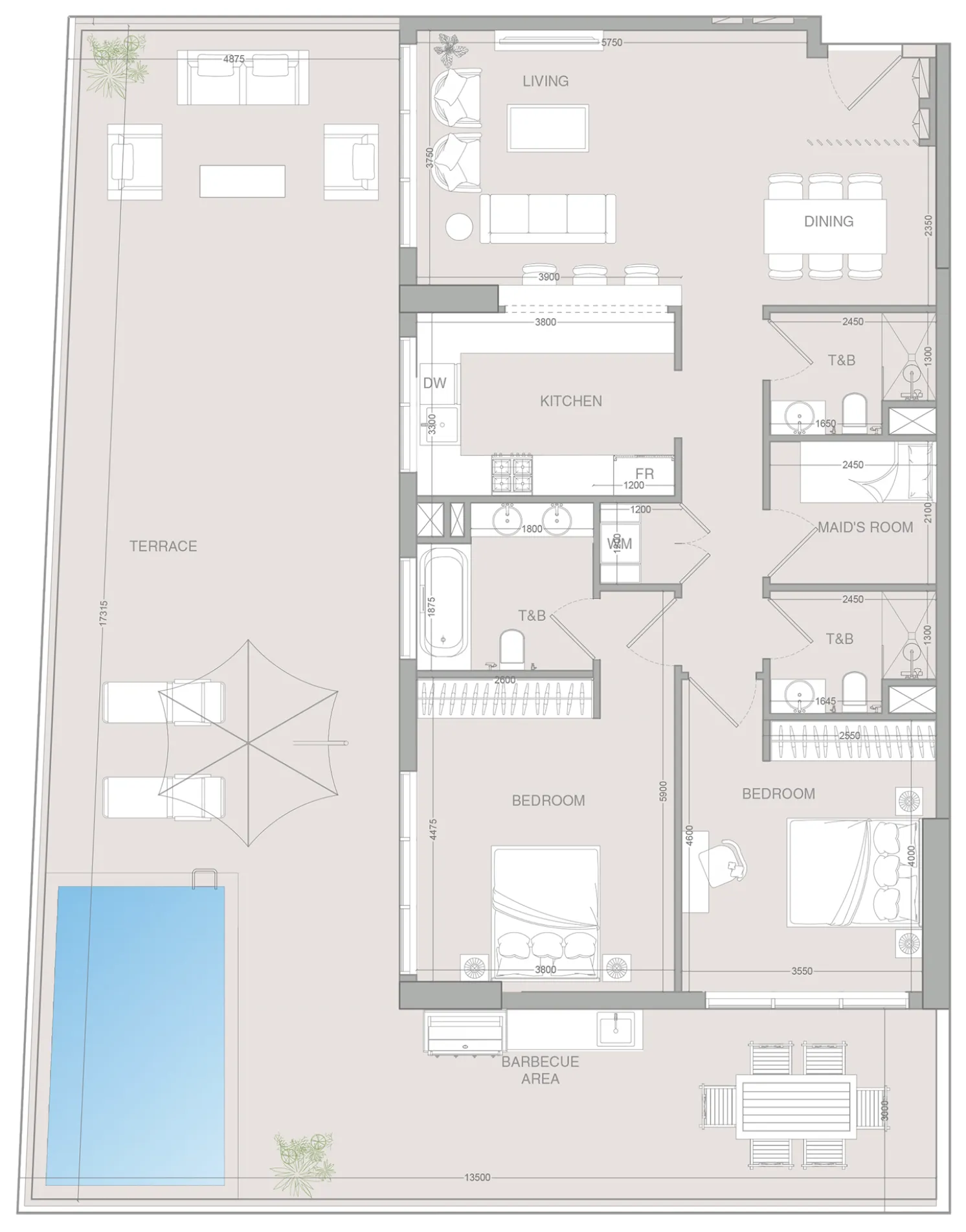 V1STARA House 2 2 bed floor plan, 2,440 sqft