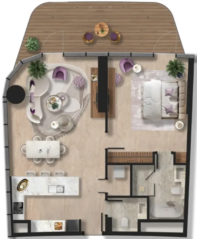 Taj Wellington Mews 1 bed floor plan, 1,201 sqft