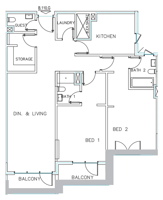 Janayen Avenue 2 bed floor plan, 1,578 sqft