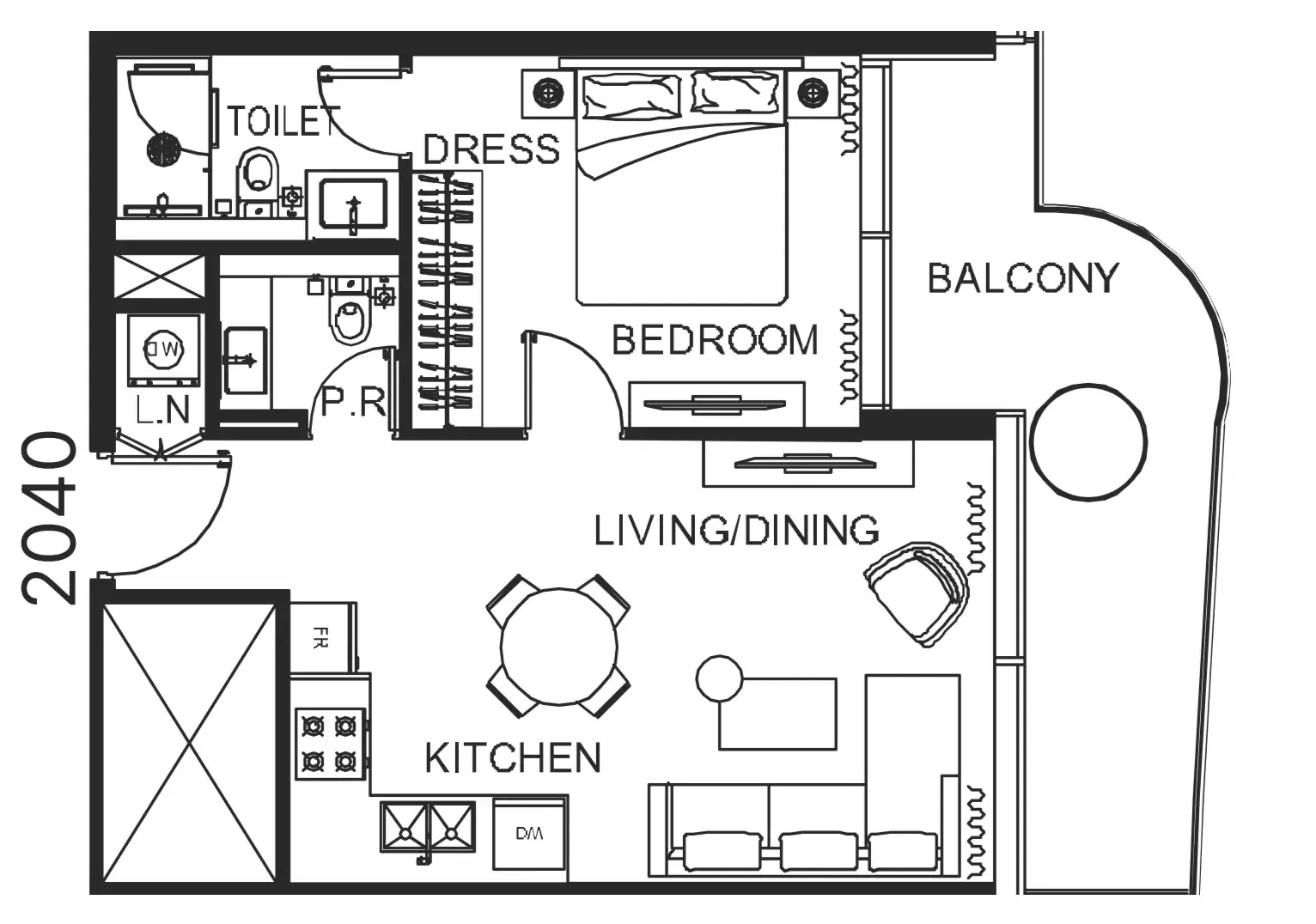 The WOW Tower 1 bed floor plan, 670 sqft