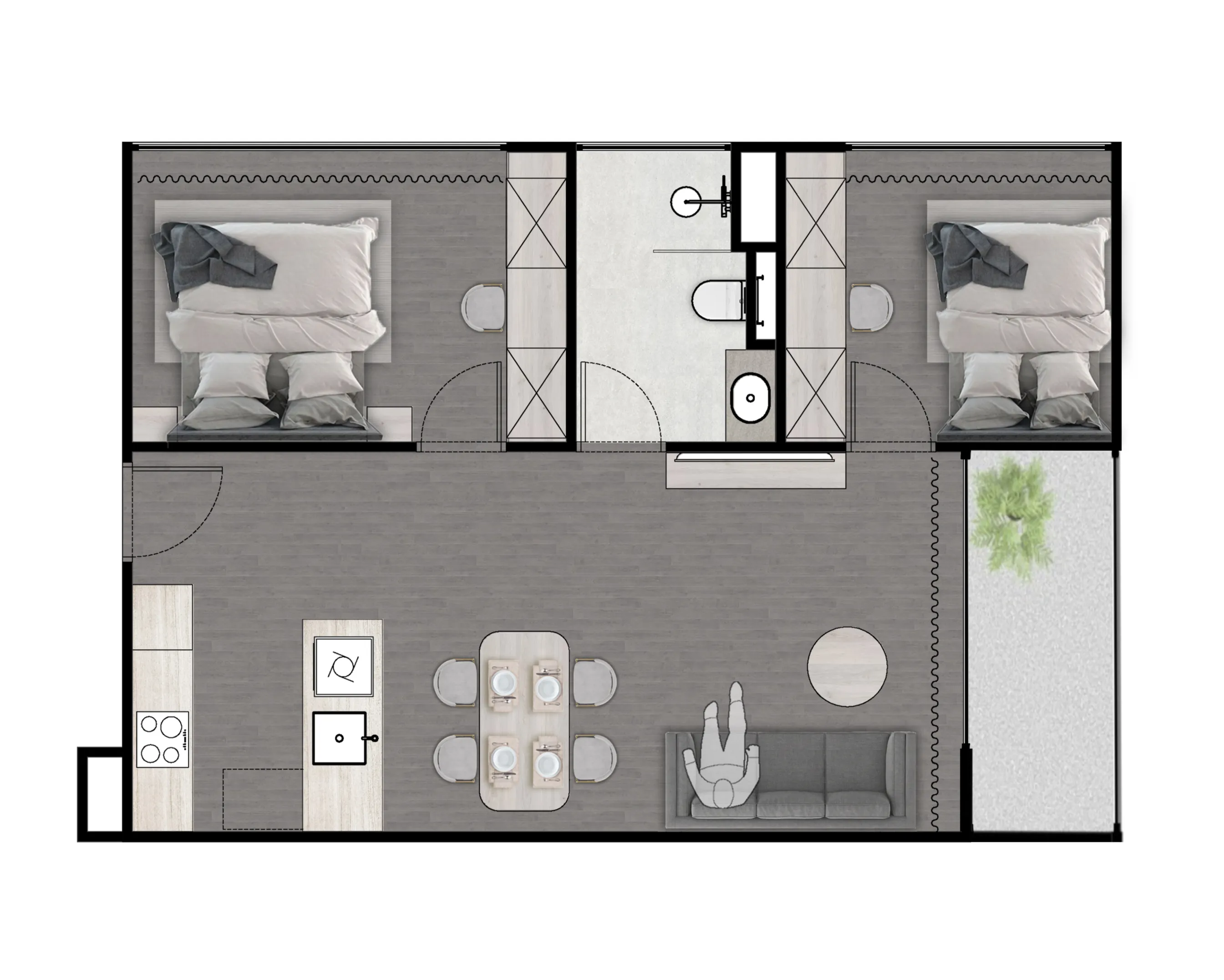 Next Point Condominium 2 bed floor plan, 753 sqft